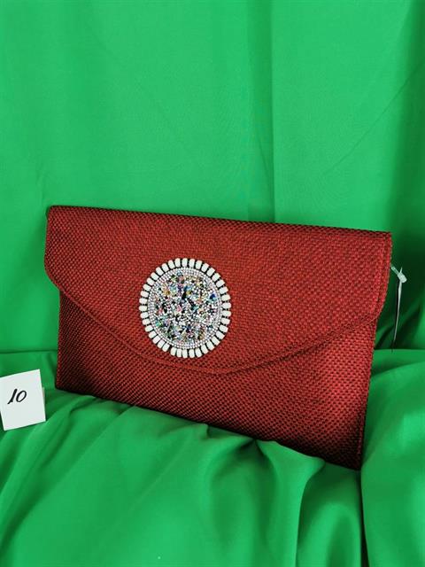 PLUMA Y COLLAR 104 (10) CARTERA YUTE INCRUSTACIÓN PIEDRAS
