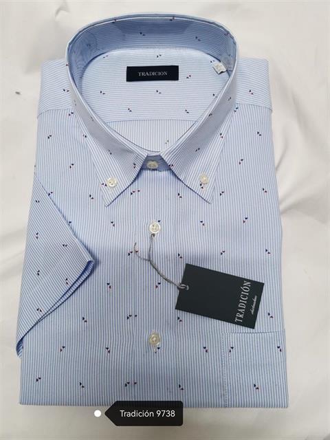 TRADICION 9738 51 CAMISA CABALLERO M_C TOPITOS COLOR AZUL