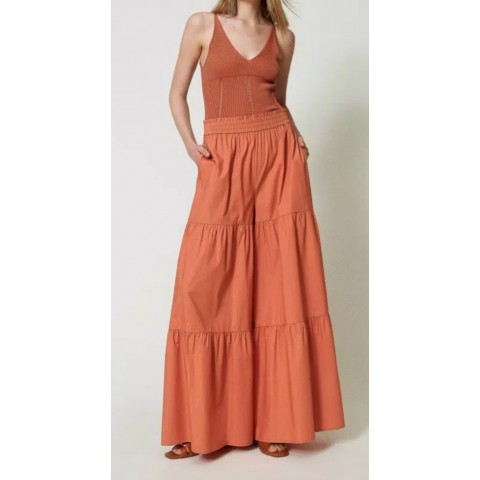 TWINSET 2067 PANTALÓN DE PERNERA ANCHA DE POPELINA 2