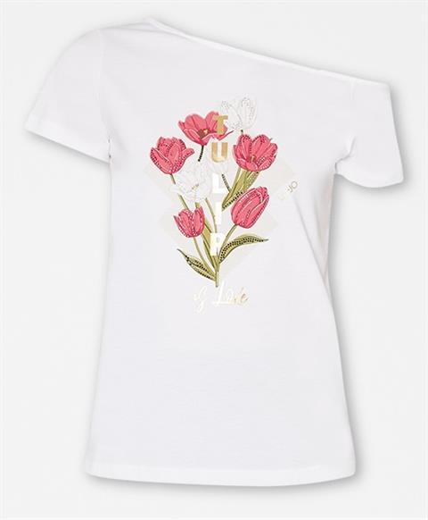 LIU JO WA3279 JS923 ECS T-SHIRT MODA M/C Bco tulip