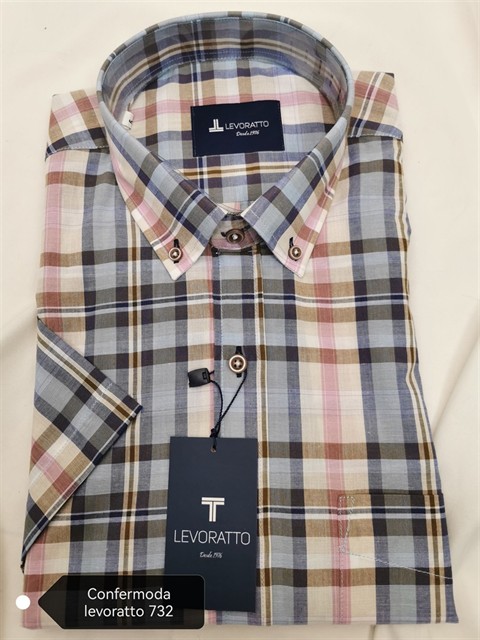 LEVORATO 732 CAMISA M CORTA BOLSILLO BOTON EN EL CUELLO