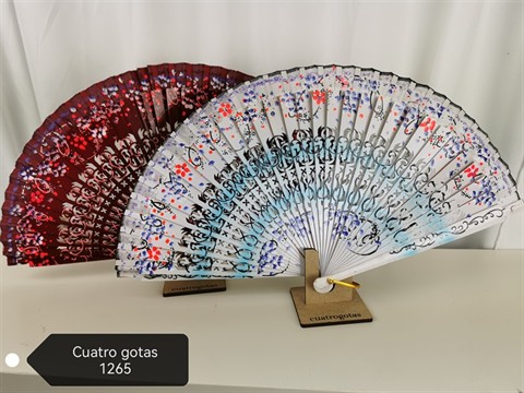 CUATRO GOTAS 1265 ABANICO MADERA PINTADO A MANO DOS CARAS 23CM