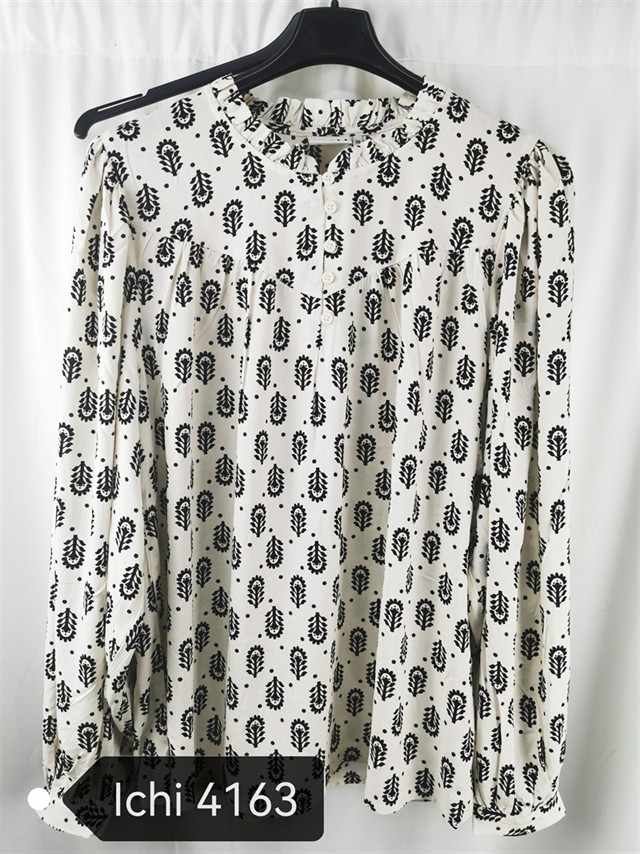 ICHI 4163 BLUSA  CASUAL CUELLO RUFLE